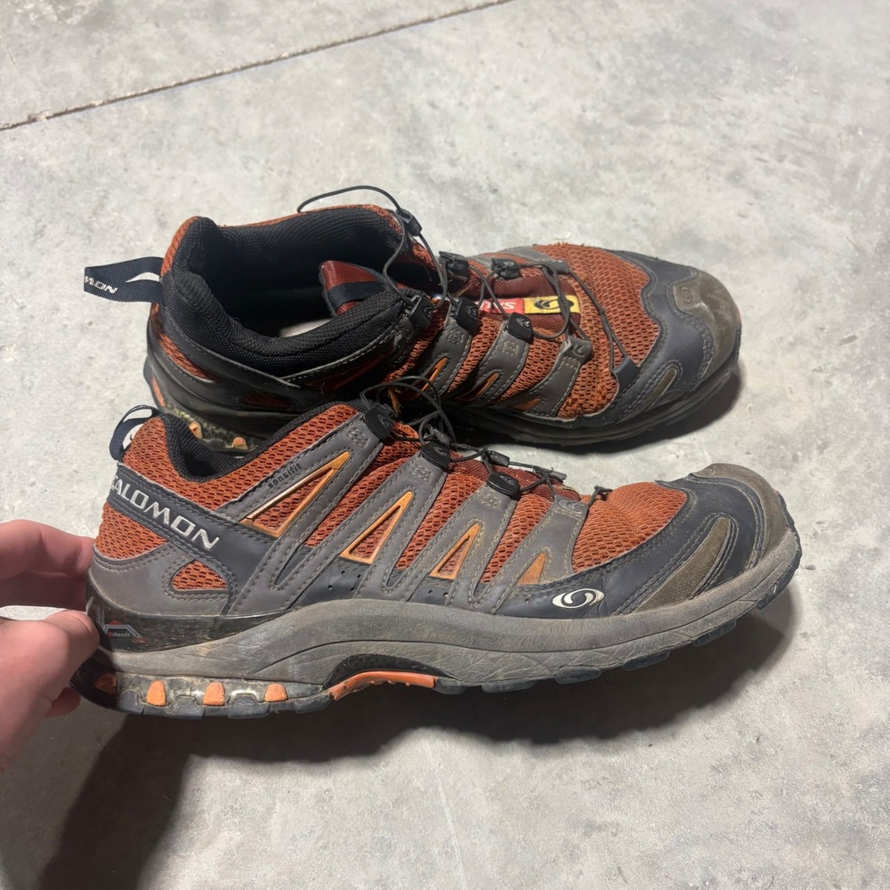 Salomon XA Pro 3D Mens 10.5 Trail Running Shoes Orange Grey Hiking 419185